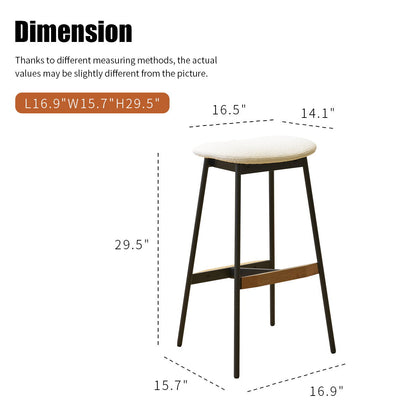Modern Bar Stools Comfortable & Stylish Counter Height And Bar Height Bar Stools, Soft Fabric Upholstered, Backless For Kitchen, Dining Room Bar Chairs (Set of 2) - White