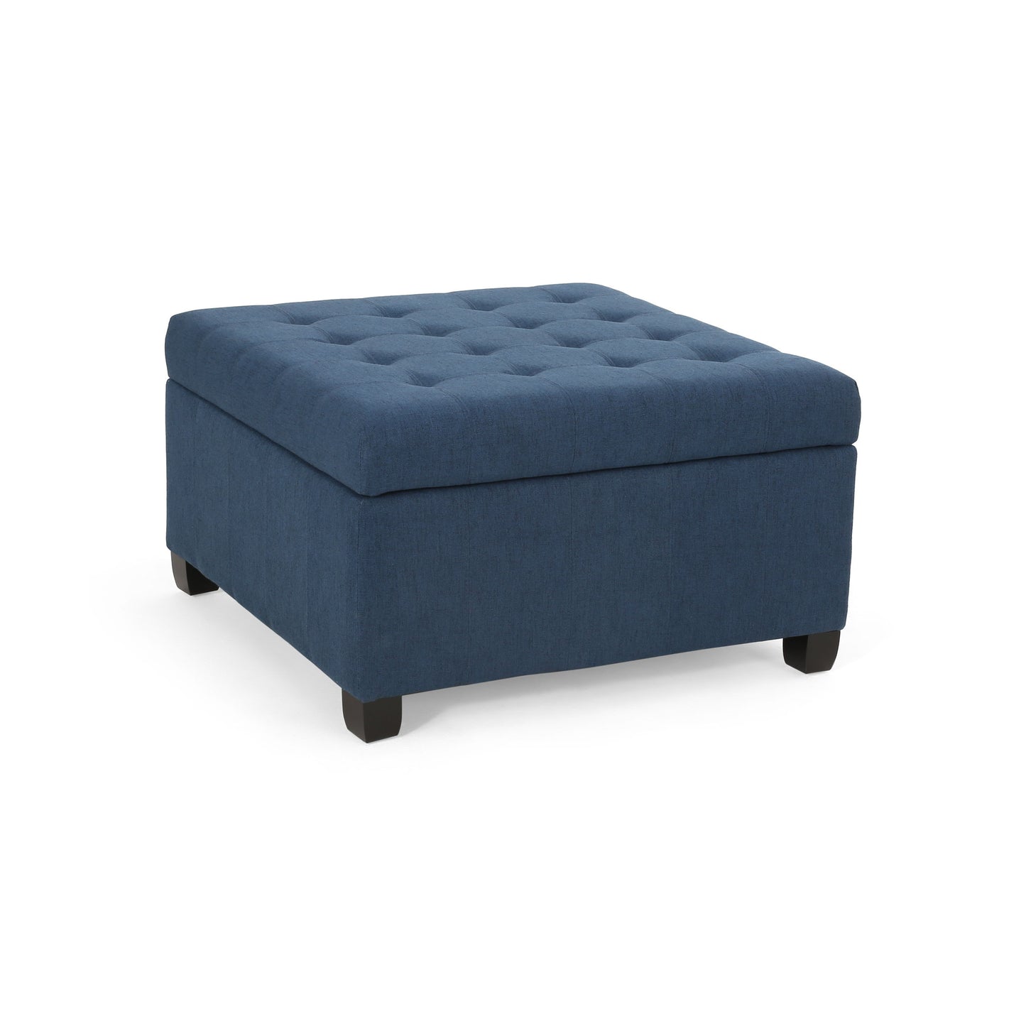 Isabella - Elegant Ottoman With Storage Functionality - Navy Blue Fabric