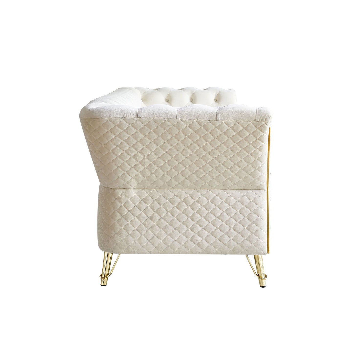 Modern Tufted Velvet Sofa For Living Room - Beige