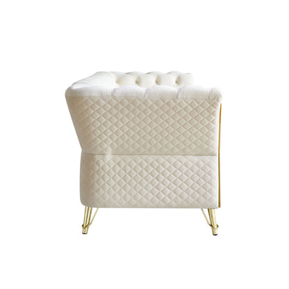 Modern Tufted Velvet Sofa For Living Room - Beige