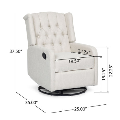 Classic Design, Manual Recliner Chair With 360 Degree Swivel - Beige