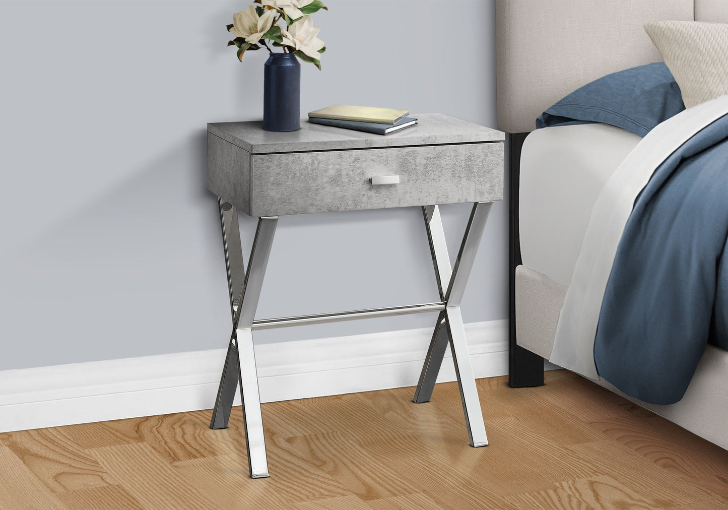 Accent Side Table, Storage Drawer, Convenient Design - Gray