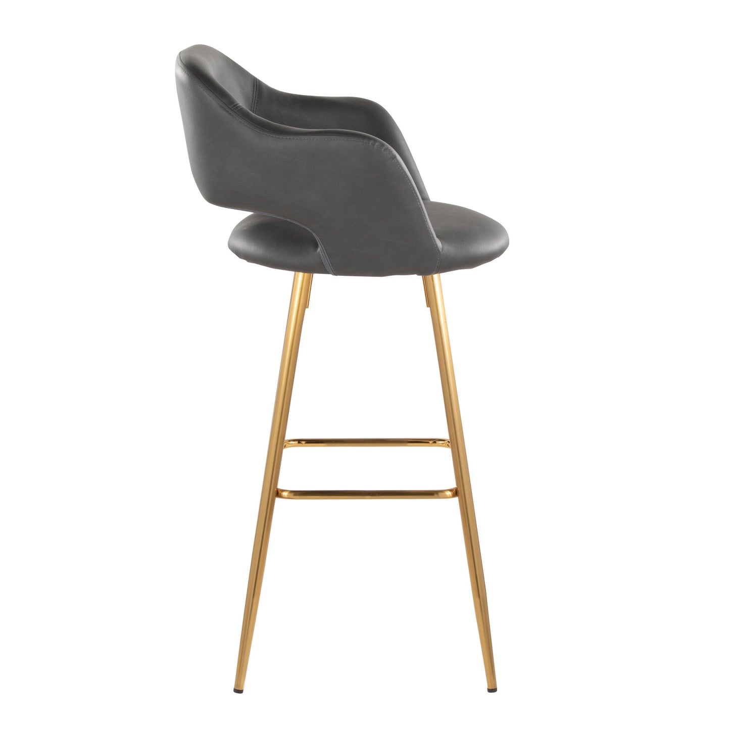 Margarite - Contemporary Fixed Height Barstool With Square Footrest (Set of 2) - Gold / Gray Gold