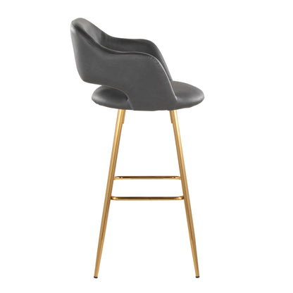 Margarite - Contemporary Fixed Height Barstool With Square Footrest (Set of 2) - Gold / Gray Gold