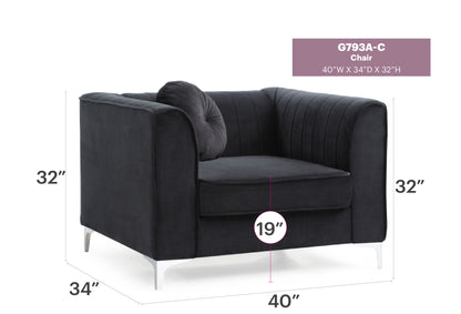 Sleek Modern Sloped Armchair - Black