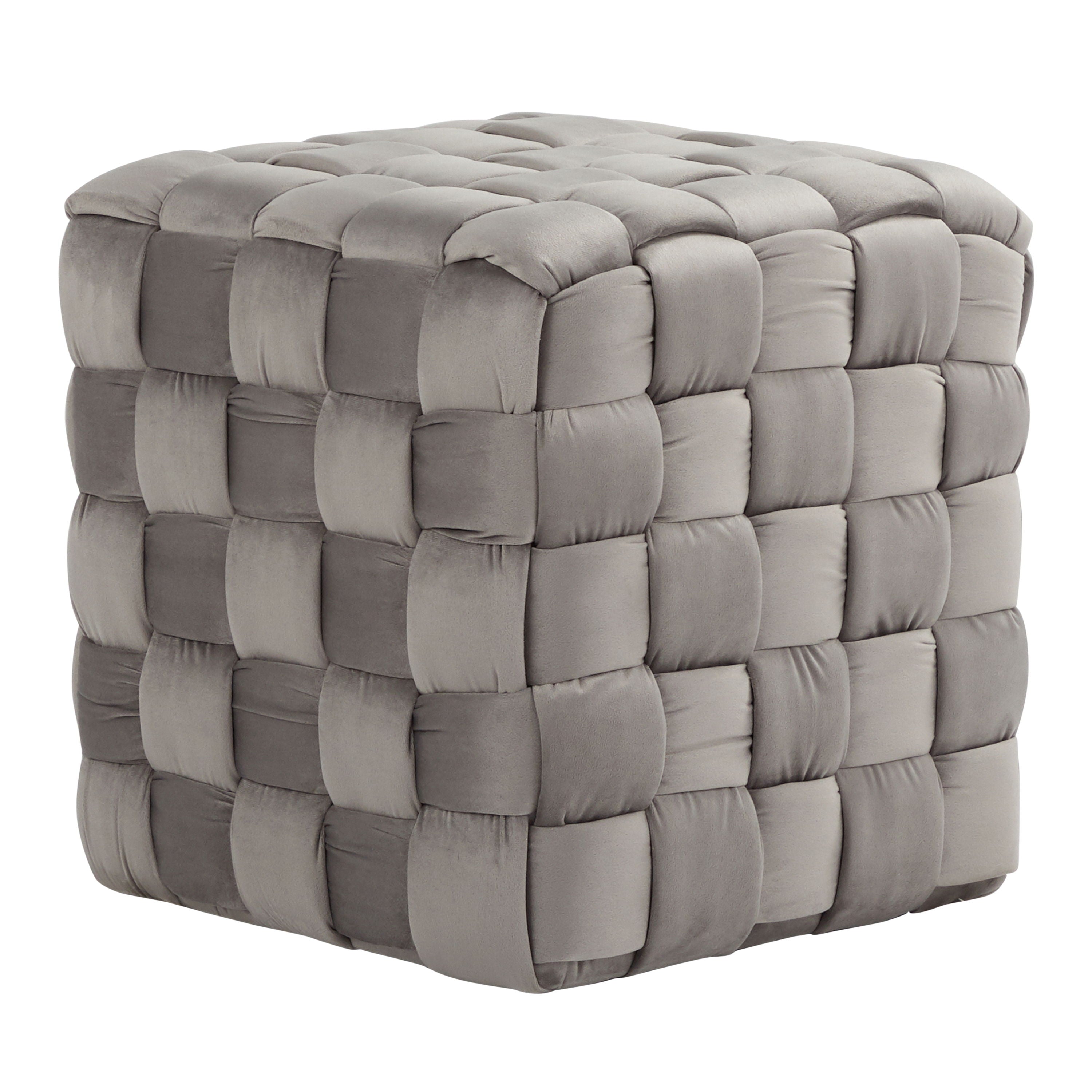 Square Braided Ottoman - Dark Gray