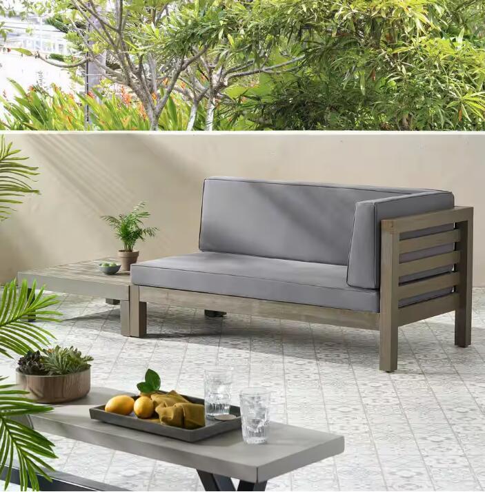 Oana - Right Corner Bench And Coffee Table - Dark Gray