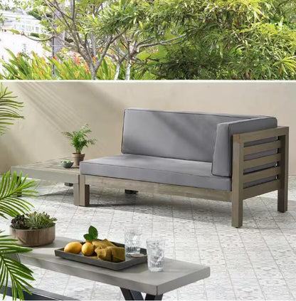 Oana - Right Corner Bench And Coffee Table - Dark Gray