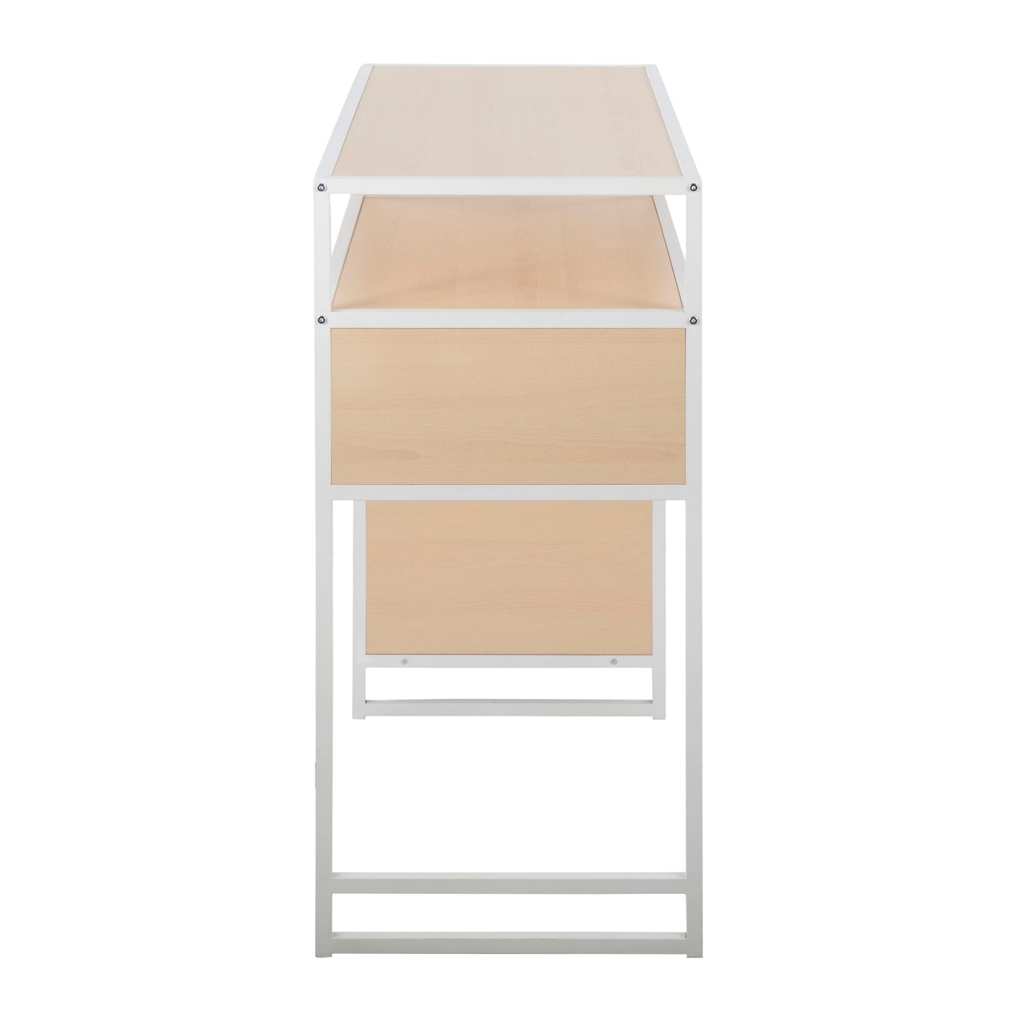 Display Farmhouse Bar Height Table With Storage Space - White / Natural