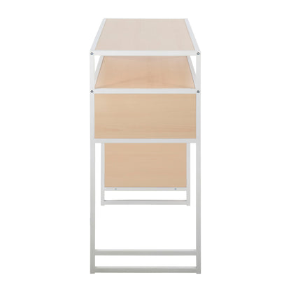 Display Farmhouse Bar Height Table With Storage Space - White / Natural