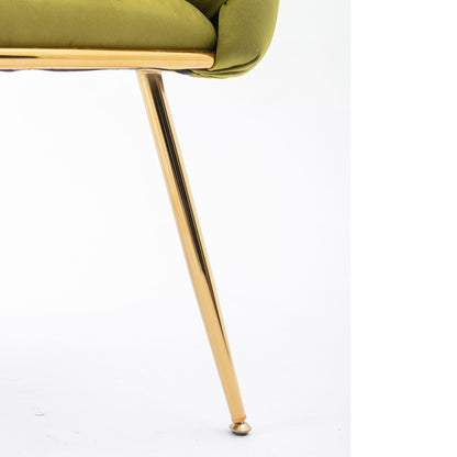 Luxury Modern Simple Leisure Velvet Single Sofa Chair Bedroom Lazy Person Household Dresser Stool Manicure Table Back Chair - Olive Green