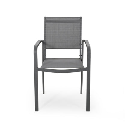 Waterfal - Outdoor Aluminum Dining Chair With Mesh Seat (Set of 2) - Dark Gray