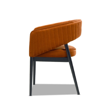 Mirah - Modern Open Barrel Dining Chair - Burnt Orange