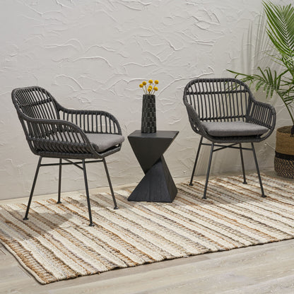 Outdoor Accent Chair With Steel Frame And Water Resistant Cushions (Set of 2) - Gray