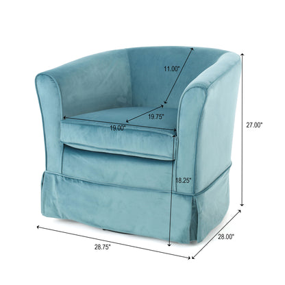 Zeniqua - Upholstered Velvet Swivel Chair With Loose Cover - Blue