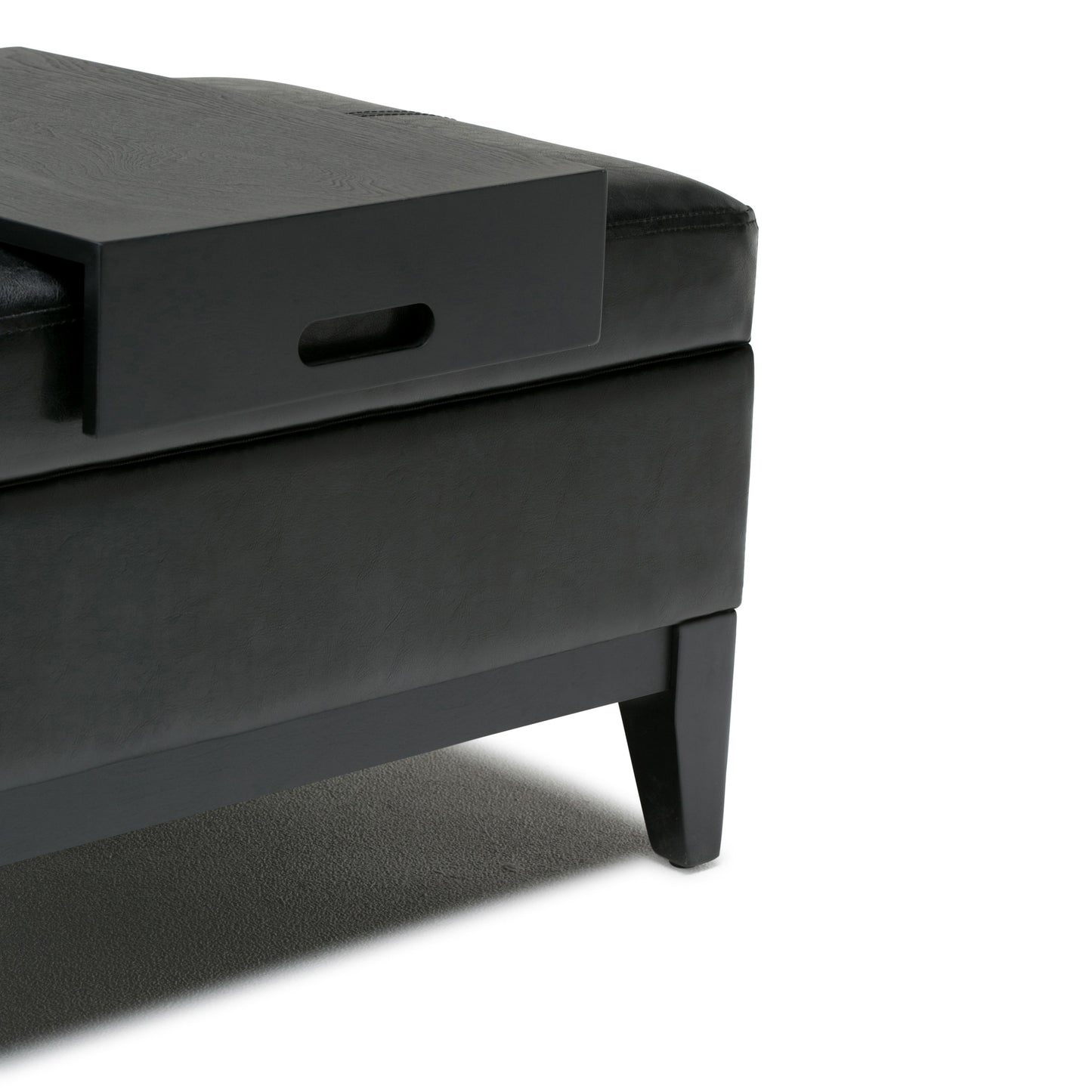 Oregon - Storage Ottoman Bench With Tray - Midnight Black