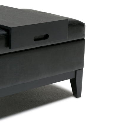Oregon - Storage Ottoman Bench With Tray - Midnight Black