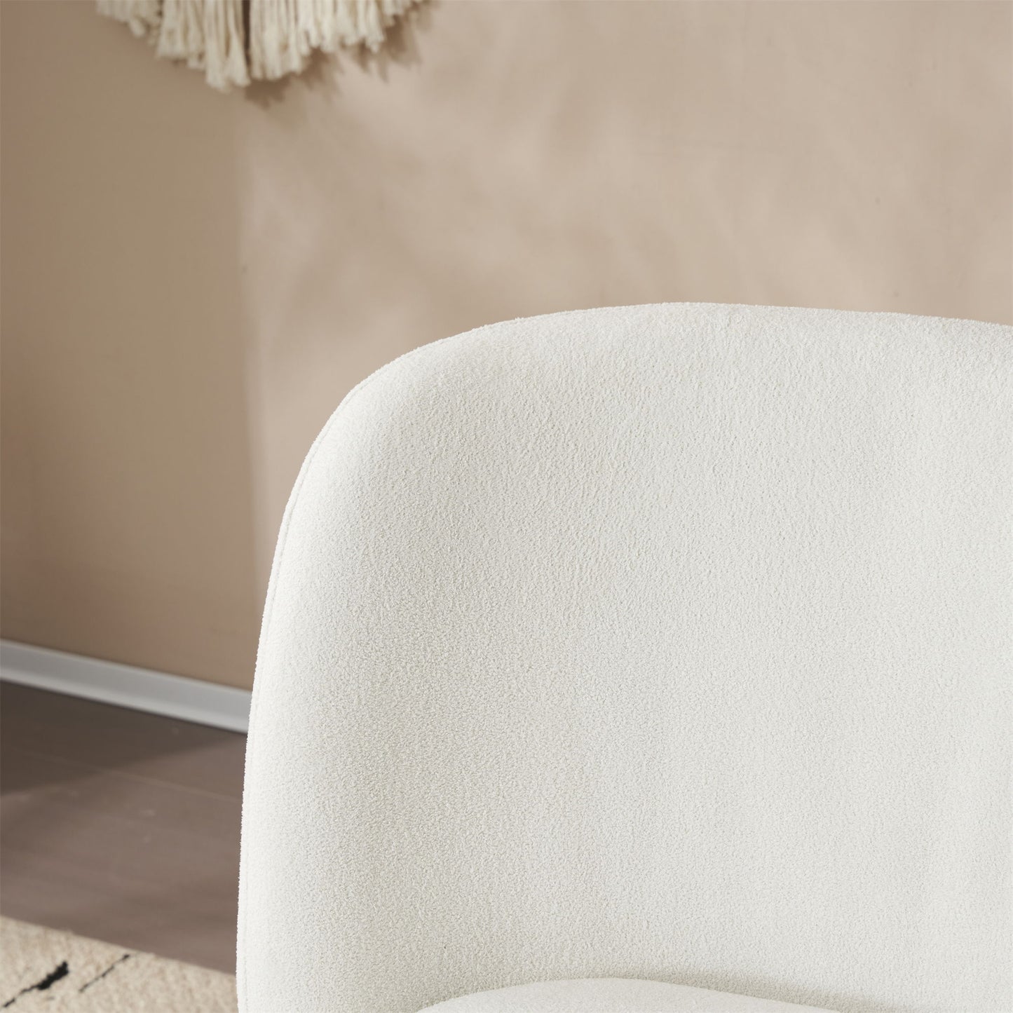 Modern Low Back Accent Chair, Upholstered Armless Living Room Chairs, Round Pine Wood Feet, For Small Living Spaces, Living Room - White