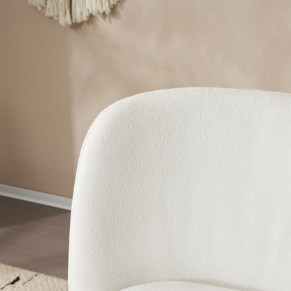 Modern Low Back Accent Chair, Upholstered Armless Living Room Chairs, Round Pine Wood Feet, For Small Living Spaces, Living Room - White