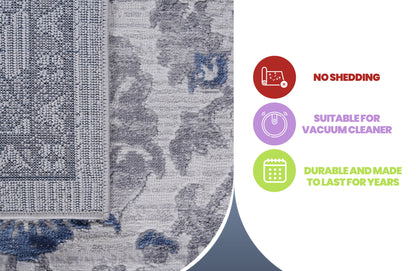 Marfi - 5' X 7' Abstract Area Rug - Silver / Blue
