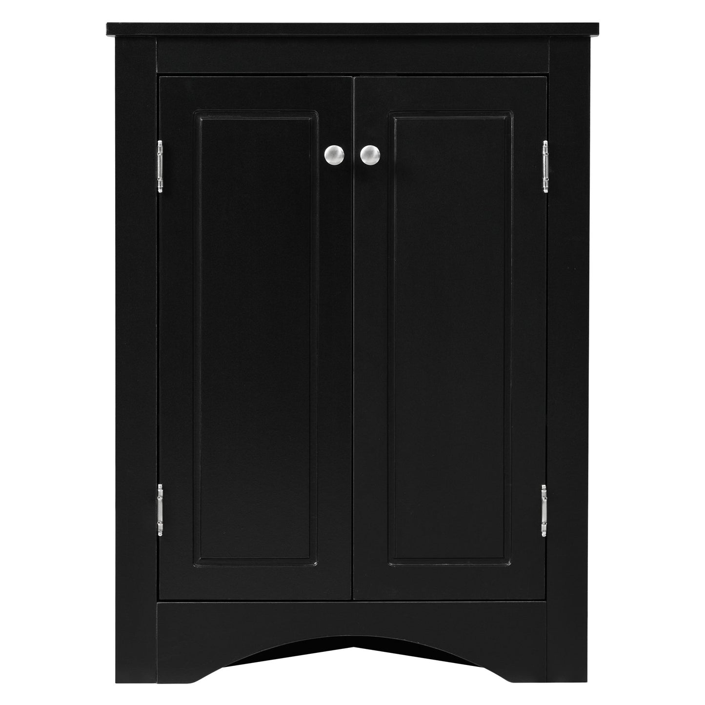Triangle Bathroom Storage Cabinet With Adjustable Shelves, Freestanding Floor Cabinet For Home Kitchen - Black