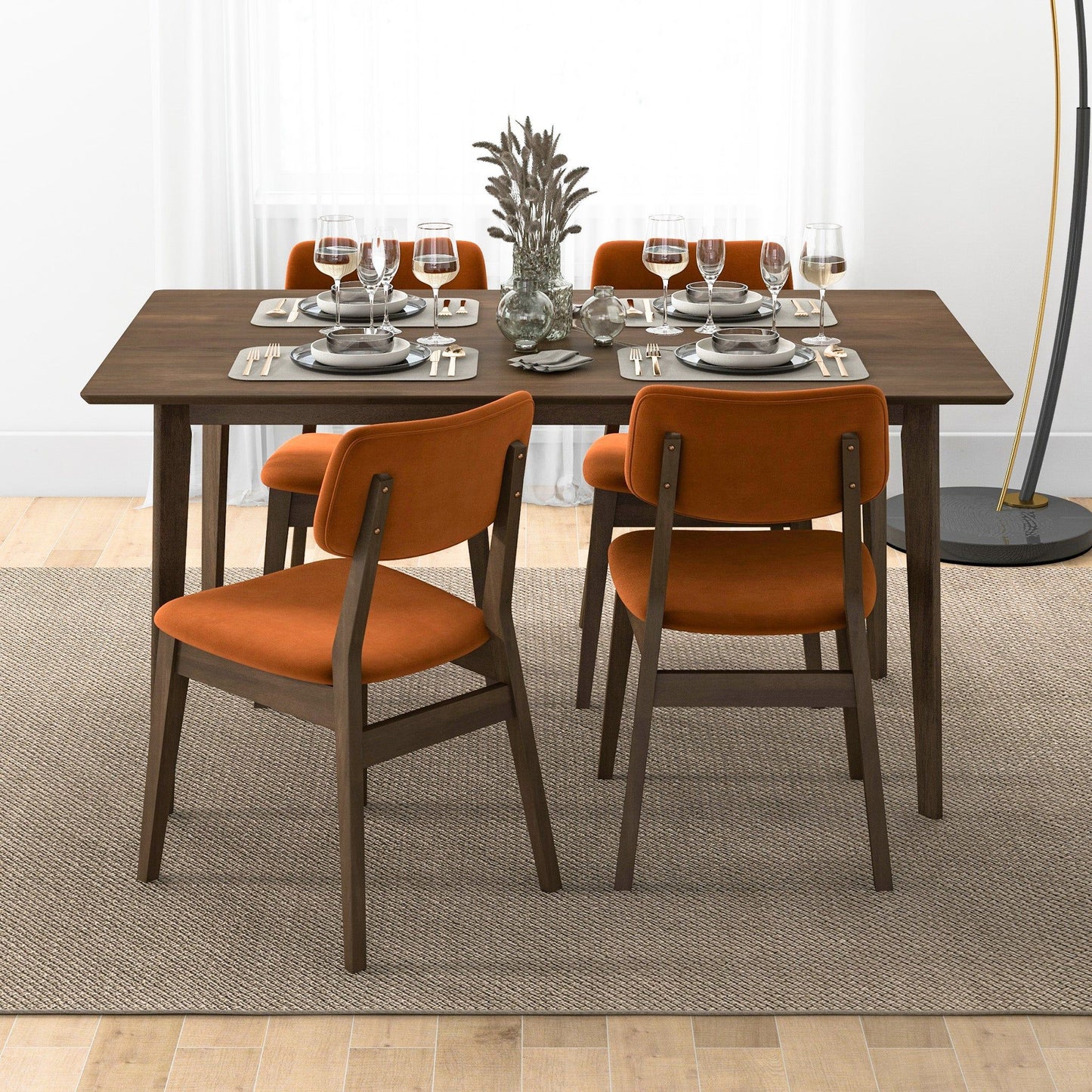 Carlos - Solid Back Side Chair (Set of 2) - Brown / Burnt Orange