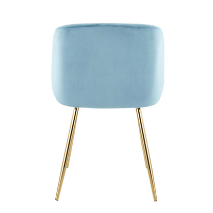 Fran - Contemporary Chair (Set of 2) - Gold / Light Blue