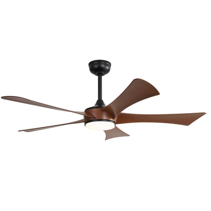 Modern Ceiling Fan With 3 Color Dimmable 5 ABS Blades Remote Control Reversible DC Motor With LED Light - Black