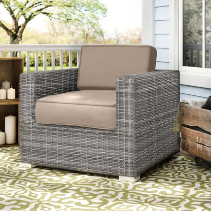 Patio Chair With Cushions, Durable Cushions - Gray Mix