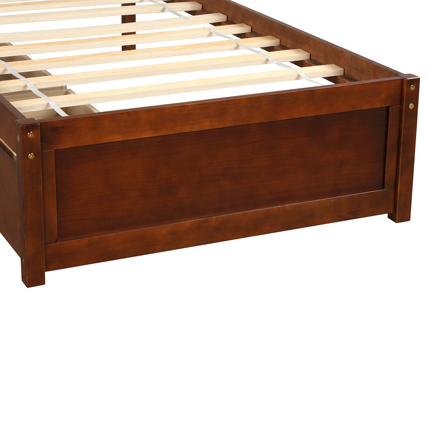 Twin Platform Storage Bed Frame With Two Drawers And Headboard - Walnut