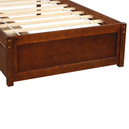 Twin Platform Storage Bed Frame With Two Drawers And Headboard - Walnut