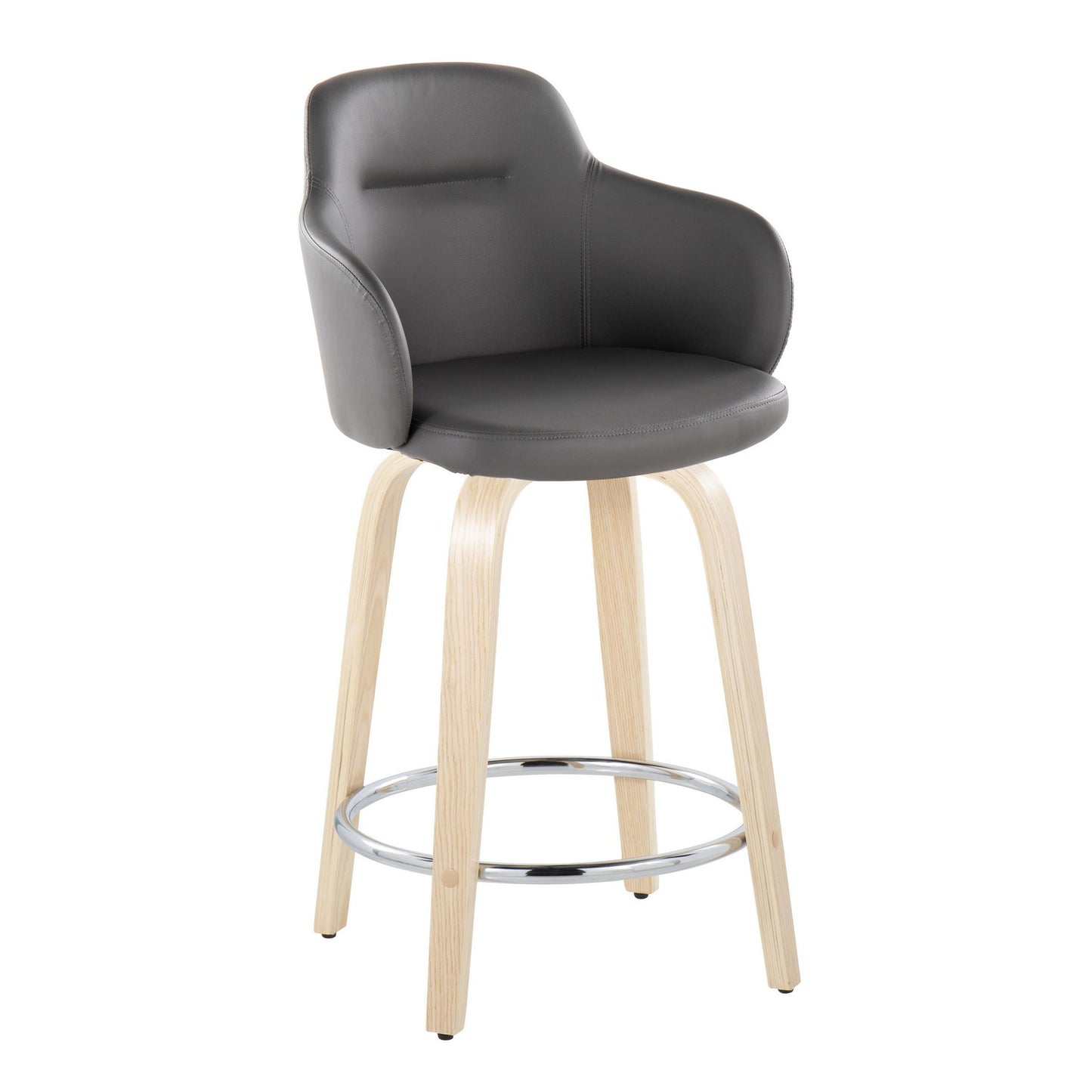 Boyne - Contemporary Fixed Height Counter Stool With Swivel With Round Footrest (Set of 2) - Natural / Gray