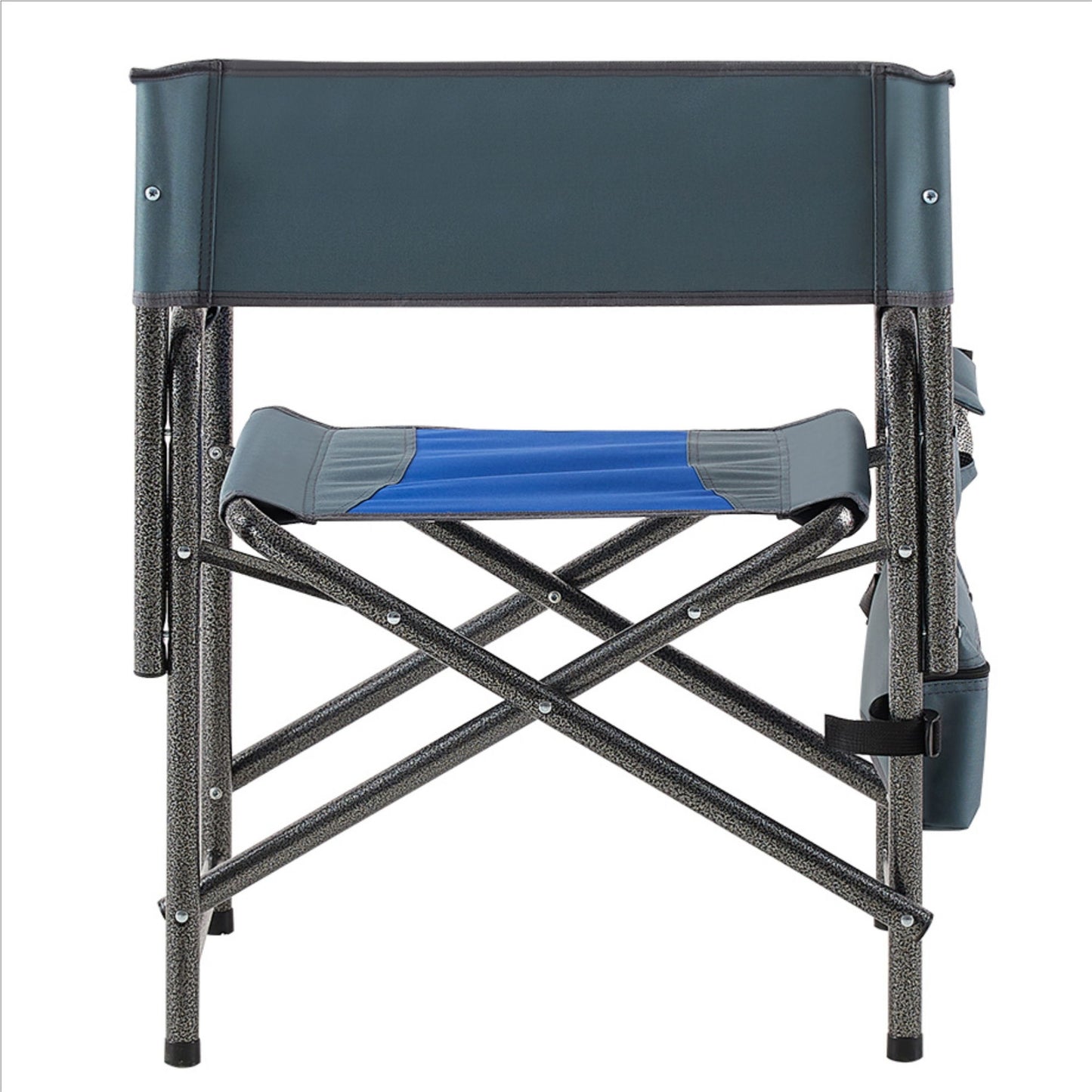 Padded Folding Outdoor Chair With Storage Pockets, Lightweight Oversized Directors Chair For Indoor, Outdoor Camping, Picnics And Fishing - Blue / Gray