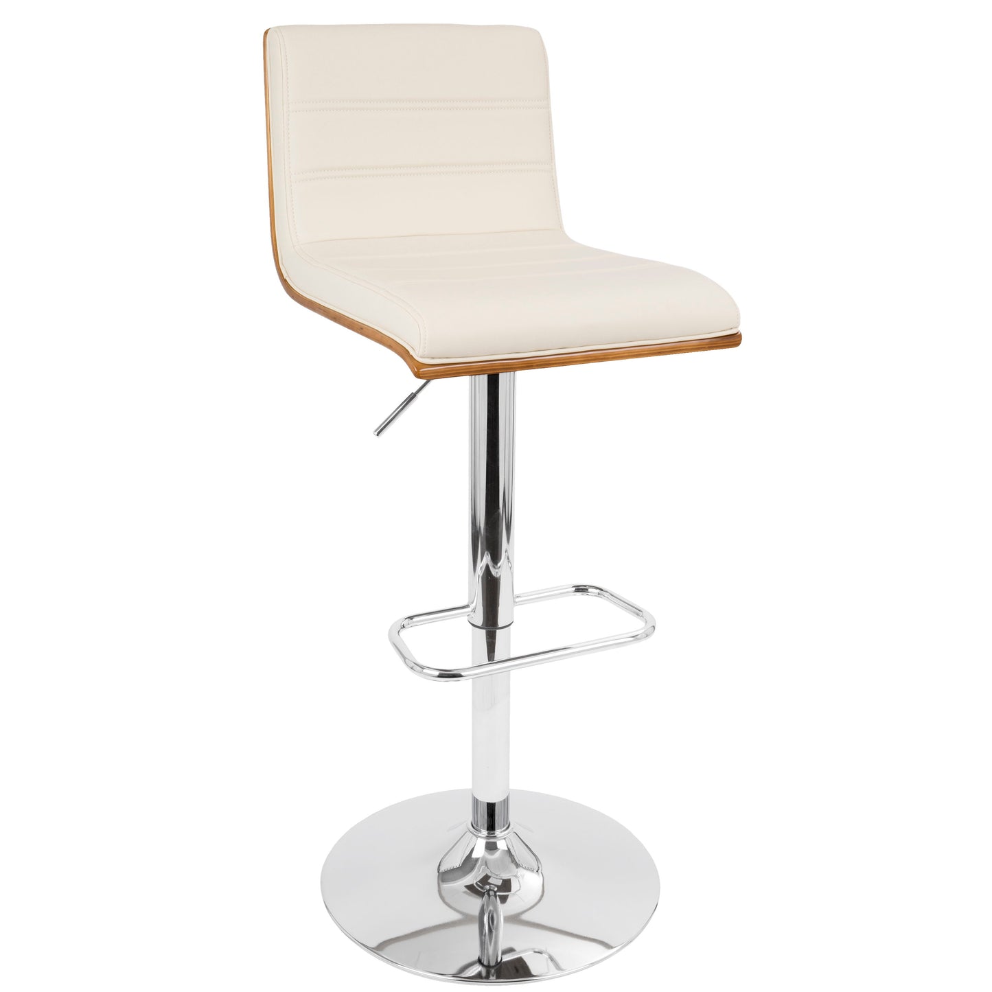 Vasari - Mid-Century Modern Adjustable Barstool With Swivel - Walnut / Cream