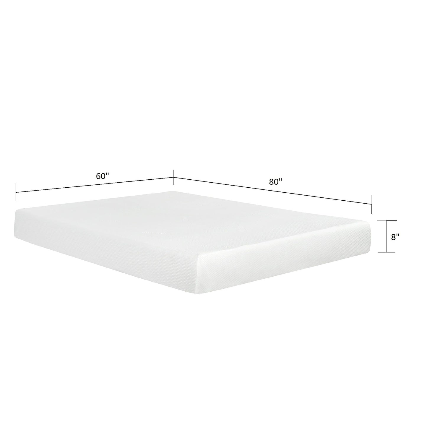 Plush 8" Gel Memory Foam Mattress For Queen Size Bed Polyester Aloe Vera Cover - White