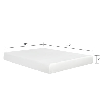 Plush 8" Gel Memory Foam Mattress For Queen Size Bed Polyester Aloe Vera Cover - White