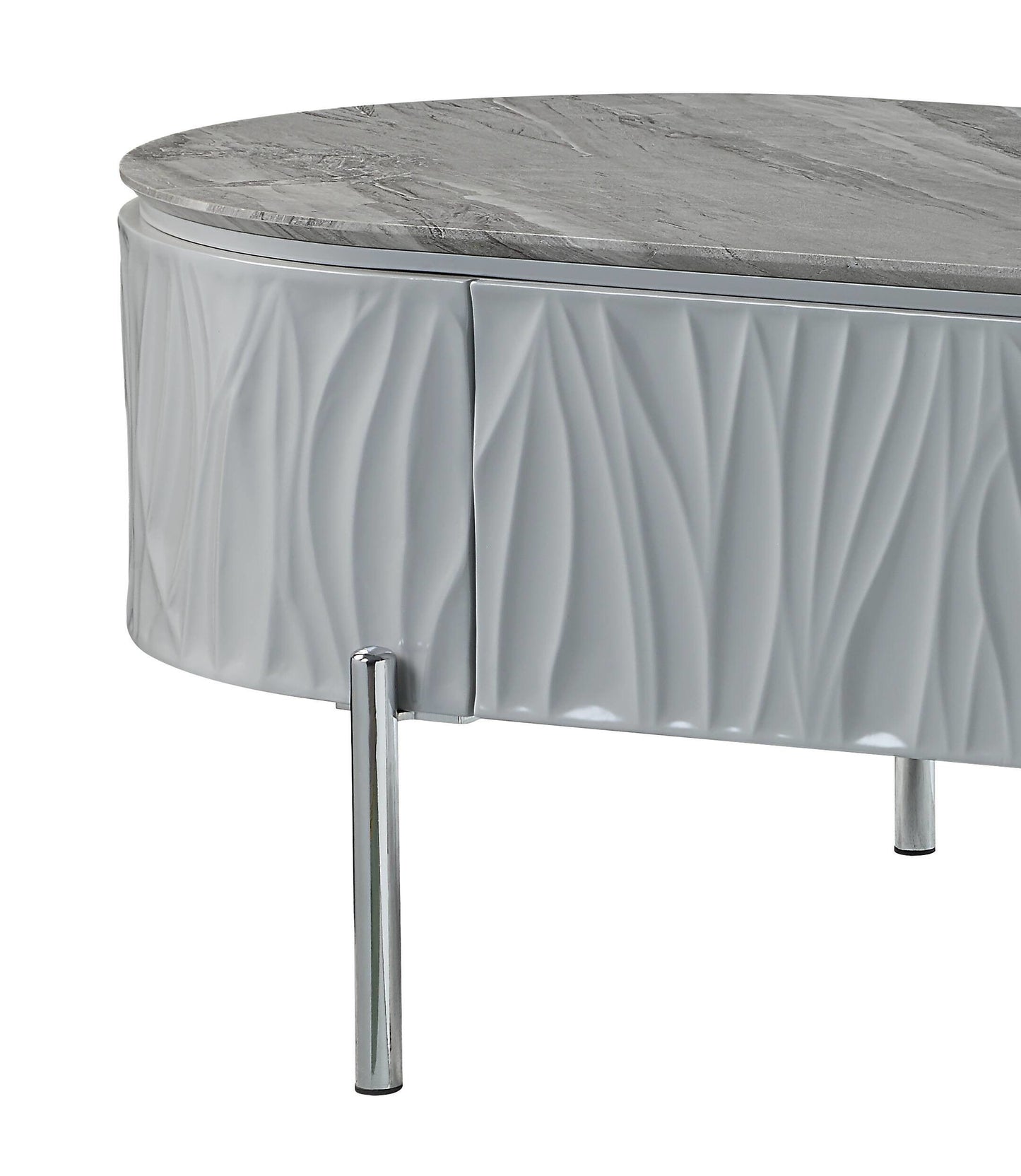 Yukino - High Gloss Coffee Table - Chrome / Gray