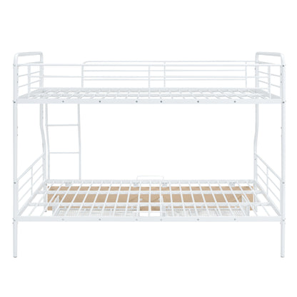 Full Long Over Queen Bunk Bed With 2 Drawers - White