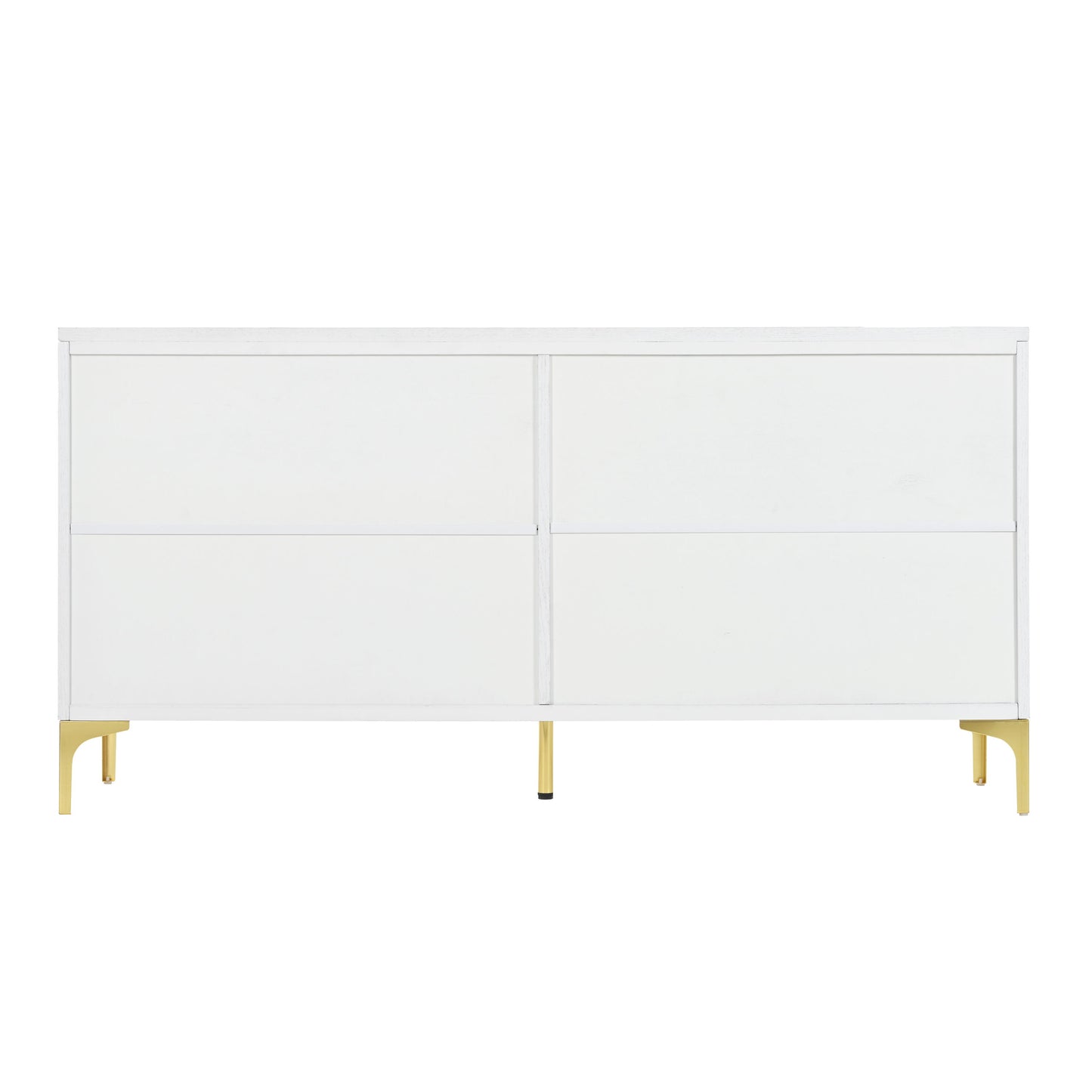 Multi Functional Storage Cabinet, 4 Door Sideboard With Unique Texture, Adjustable Shelves - White