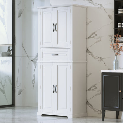 Bathroom Storage Cabinet With Multi Functional Storage Space, Drawer With Slide Rails, Adjustable Shelf - White
