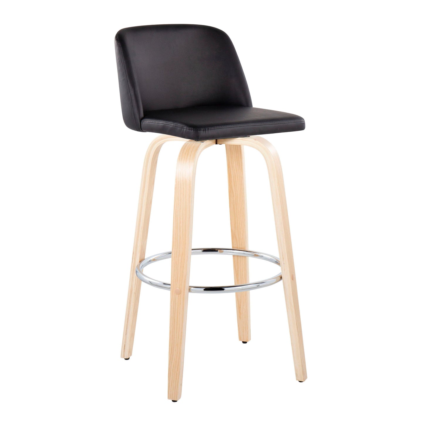 Toriano - Contemporary Fixed Height Barstool & Swivel With Round Footrest (Set of 2) - Natural / Black