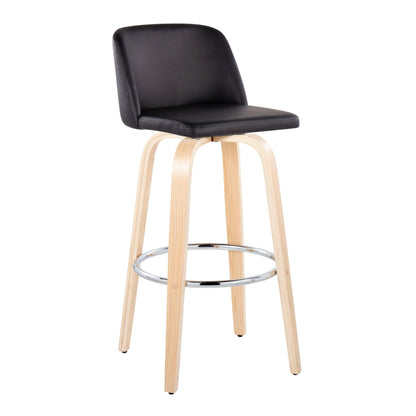 Toriano - Contemporary Fixed Height Barstool & Swivel With Round Footrest (Set of 2) - Natural / Black