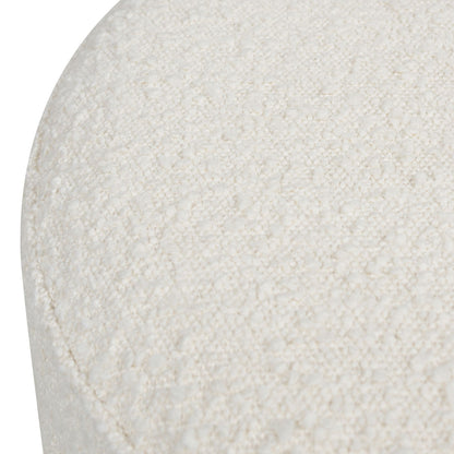 Fuji - Oversized Round Storage Ottoman - Ivory White