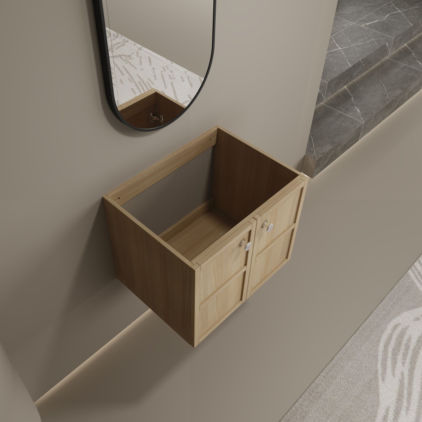 Modern Wall Mounted 24" Bathroom Vanity With 2 Soft Closing Doors, Excluding Sink - Oak