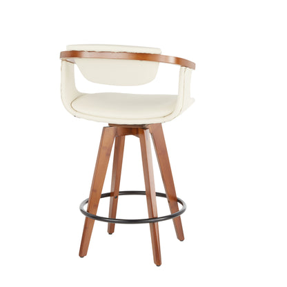 Oracle - Mid-Century Modern Counter Stool - Walnut / Cream