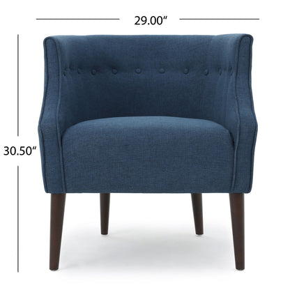 Contemporary Upholstered Club Chair With Button Tufting - Navy Blue