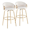 Claire - Contemporary / Glam Fixed - Height Barstool With Swivel With Round Footrest (Set of 2) - Cream
