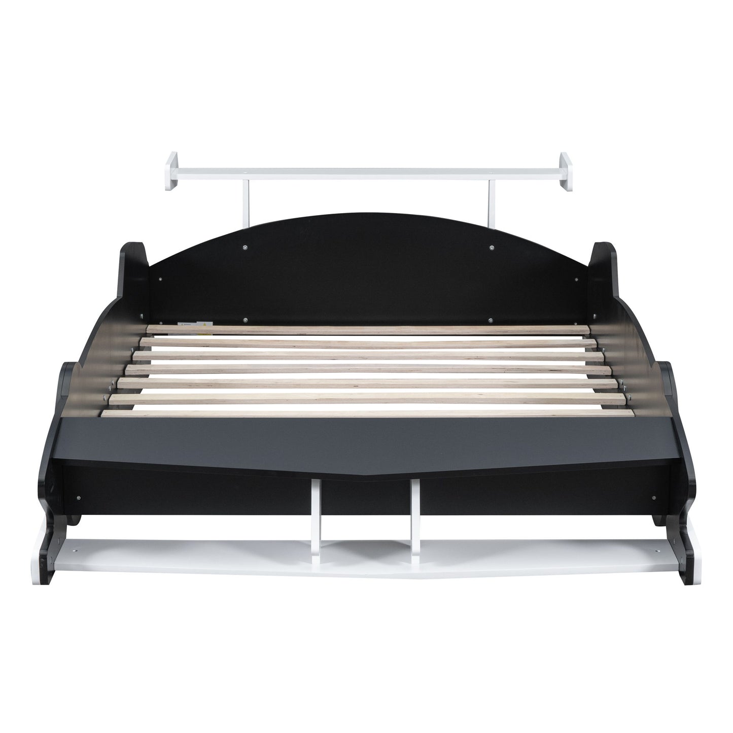 Full Size Race Car Shaped Platform Bed With Wheels - Black