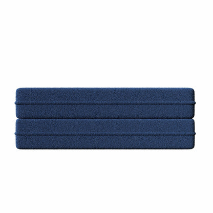 Modern Floor Sofa With 2 Pillows, Convertible Teddy Fabric Foam Filled Sleeper Sofa Bed, Full Size Folding Mattress For Living Room Guest Bed, Playroom, No Assembly Required - Blue