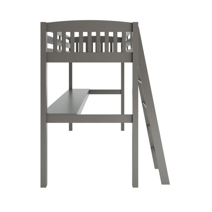 Everest - Full Size For Kids And Toddlers High Loft Bed With Desk And Storage - Gray